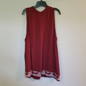 Burgundy Halter Top with Embroidery